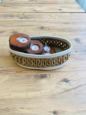 Özgürce Hasır ve Jüt Malzemeli, 30X20X10 cm Saklama ve Düzenleme Sepeti