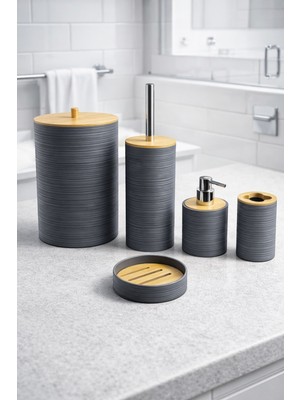PremiumPort Bambu Banyo Seti 5 Parça, Şık ve Doğal Tasarım, Konforlu Kullanım