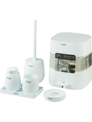 PremiumPort Şık Akrilik 6 Parça Banyo Seti Beyaz, Günlük Kullanım Için Ideal