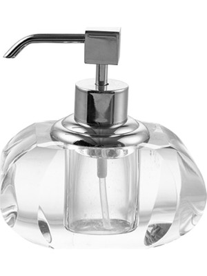 PremiumPort Şeffaf ve Krom Detaylı 80 ml Banyo Sabunluk Seti