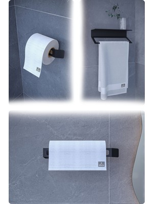 PremiumPort Metal 3’lü Set: Tuvalet Kağıtlık, Havlu Askısı ve Kağıt Havluluk