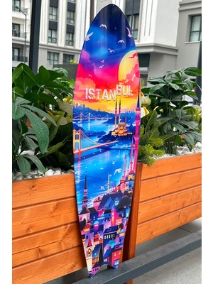 Özgürce Renkli Dekoratif Sörf Tahtası Kanvas Tablo, Modern ve Şık Duvar Dekoru