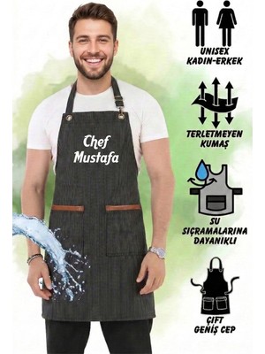 Hawk Era Önlük Kişiye Isme Firmaya Özel Şef Garson Restaurant Kafe Aşçı Mutfak Barista Kuaför Siyah Iş Önlüğü