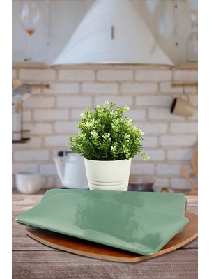 Özgürce Yeşil Kayık Tabak 33 Cm, 2'li Set, Şık ve Dayanıklı Mutfak Gereçleri