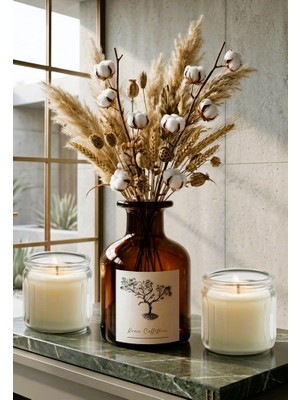JUNIBELIW 3lü Set Dekoratif Cam Şişe Amber Vazo Kavanoz 150ML(ÇİÇEKSİZ) Küçük Mum Kokulu 2 Adet (12S)