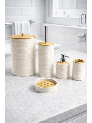 PremiumPort Doğa Dostu 5 Parça Bambu Banyo Seti, Şık ve Fonksiyonel Tasarım