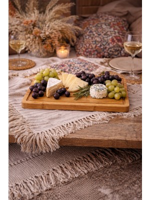 Özgürce Bambu Servis Tahtası 30X20 Cm, Şık ve Doğal Sunum Için Ideal