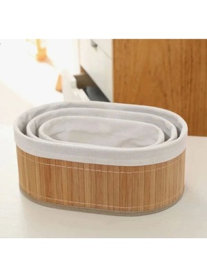 Özgürce Bambu Hasır Ekmek Sepeti 3'lü Oval, Şık ve Pratik Mutfak Aksesuarı