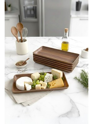 Özgürce Ahşap Görünümlü Dikdörtgen Sunum Kayık Tabağı 25 Cm, Şık ve Dayanıklı Tasarım