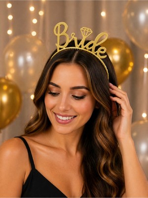 Bkmc Bride Taç Parti Tacı, Bekarlığa Veda Için Bride Tacı (Altın, Gümüş, Pembe, Mor Beyaz Siyah)