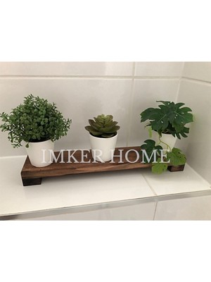 Özgürce Ahşap Mini Saksı Sukulent Altlığı, Masaüstü Stand ve Mum Şamdan 7X25CM