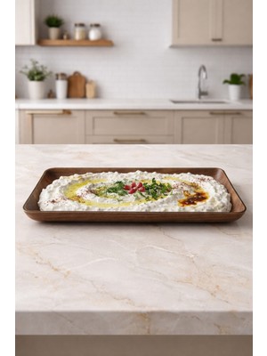 Özgürce Dikdörtgen Sunum Tabağı, Çok Amaçlı, Akasya Görünümü, 10,5X24,5X1,5 cm