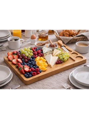 Özgürce Bambu Sunum Tabağı, Peynir, Meyve ve Çikolata Sunumu Için Şık Tasarım