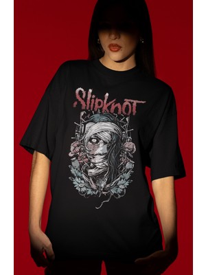 Sevbano Slipknot Rock Metal Müzik Grubu Ön Baskılı Unisex Oversize Tişört