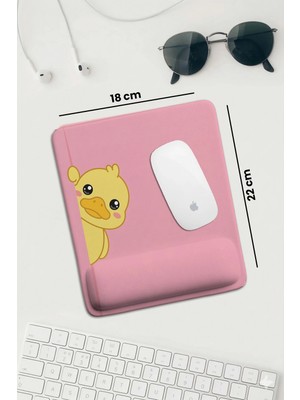 Sonictouch Pembe Bilek Destekli Sevimli Ördek Dikdörtgen Pürüzsüz Yüzey Ergonomik Mouse Pad 18X22CM