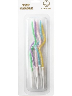 Vipfoni Simli Kıvrık Mum Seti 12CM 5li Makaron