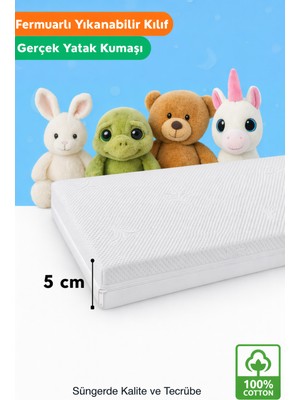 Yatella %100 Organic Cotton Full Ortopedik 5 cm Kalınlık Bebek Oyun Parkı,park Yatak ve Beşik Yatağı