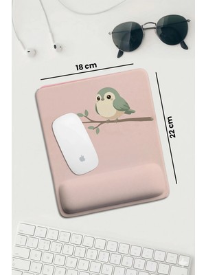 Sonictouch Pembe Bilek Destekli Minnoş Kuş Dikdörtgen Pürüzsüz Yüzey Ergonomik Mouse Pad 18X22CM