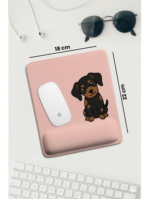 Sonictouch Pembe Bilek Destekli Yavru Köpek Dikdörtgen Pürüzsüz Yüzey Ergonomik Mouse Pad 18X22CM