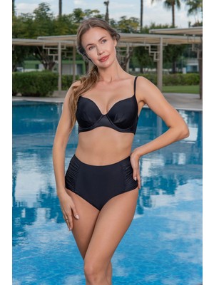 Ruko Maio Kadın Yüksek Bel Toparlayıcı Destekli Siyah Bikini Takımı