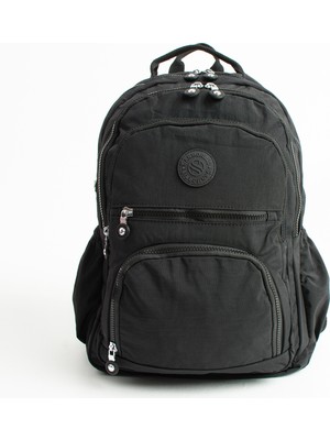 ÖZER-3013 Sanmorris Suya Dayanıklı Krinkıl Kumaş Çok Gözlü Unisex Sırt Çantası