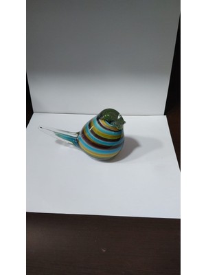 Es Dekor En..12 Cm.  H.8.5 Cm. Cam El Yapımı Kuş 1 Adet