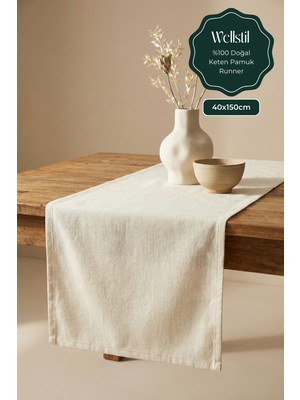 Handanca Doku | Organik Ham Keten Runner 40 x 150 cm