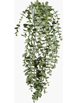 Handanca Yapay Çiçek Moblen Mika Elmas Beyaz Saksıda Pastel Yeşili Okaliptus Sarkıtı