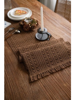 Handanca Organik Pamuk Dantel Runner Kelebek Desen 150X35