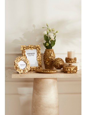 Handanca Coretta Gold Dekoratif Tepsi 21X14 cm