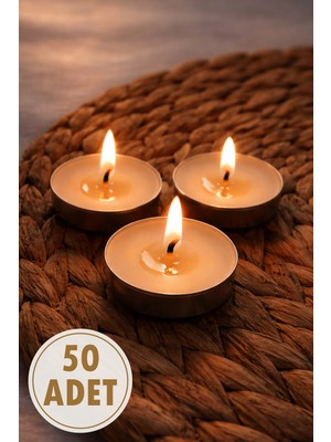 Handanca Tealight Mum Beyaz, 50 Adet Kokusuz, Buhurdanlık, Parti, Kutlama, Özel Gün, Kına, Düğün, Nikah