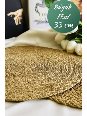 Handanca Hasır Jüt Supla 6'lı Set Amerikan Servis 33 cm Çap Supla 6'lı