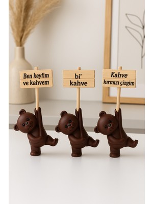 Handanca Dekoratif Ayıcık Bi Kahve Seti – Modern Minimal Ev Aksesuarı Hediyelik Obje Masa Üstü Dekoratif Süs