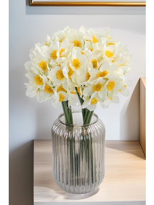 Handanca Yapay Yabani 24'lü Sıklamen Çiçeği Demeti 40 cm Beyaz