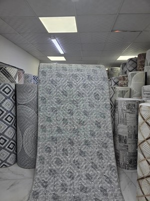 SARAR HALI Sarar Klasik Geometrik 3D Küp Gri Jel Taban Kaymaz Halı