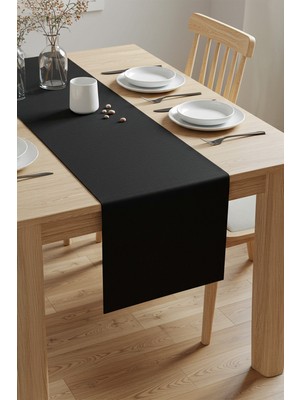 Handanca Siyah Şık Masa Runnerı 50X150 cm – Modern ve Zarif Masa Örtüsü Runner