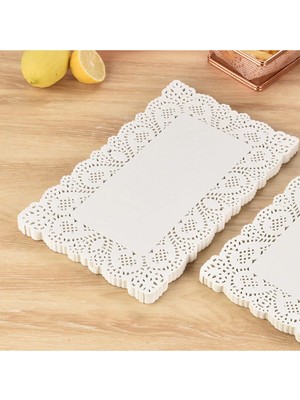 Handanca 50 Li Dantel Dikdörtgen Runner Desenli Servis Kağıdı Estetik Sunum Kağıdı 26X37 cm