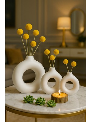 Handanca 3'lü Bohem Halka Vazo Özel Tasarım Hediyelik Set