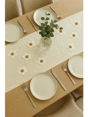 Handanca Keten Punch Sade Papatya Runner 40*110 cm (Panç)