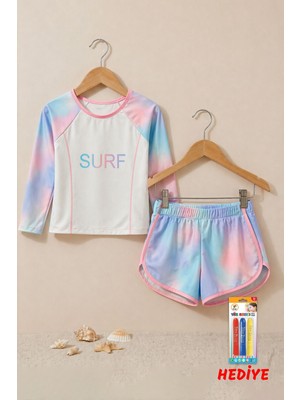 Zuzunga Surf Baskılı Renkli Kız Çocuk Uzun Kollu Spor Mayo Takımı