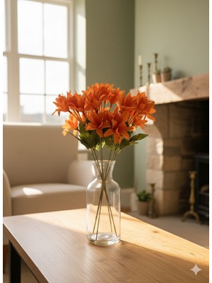 Handanca 5 Dallı Kiremit Çan Çiçeği 34CM El Buketi Vazo Aranjman Dekor Çiçeği 1 Adet