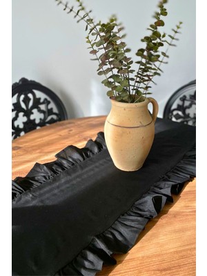 Handanca Fırfırlı Siyah Runner 40X110