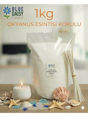 Handanca 1 kg Beyaz Okyanus Esintisi Kokulu Inci Tozu Mum ( 25 Adet 20 cm Fitil ile ) Toz Mum , Kum Mum ,