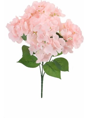 Handanca Yapay Çiçek 5 Dal Ortanca Demeti Acık Pembe Vazo Balkon Ev Dekor Süs