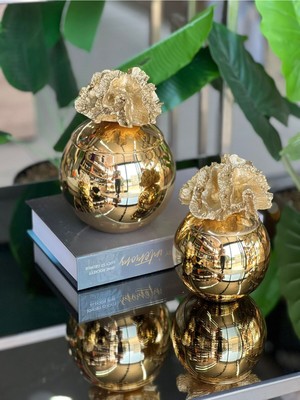 Handanca Dekoratif 2 Li Mercan Kutu Gold & Gold