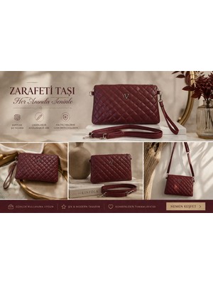 Kadın Bordo El & Omuz Çantası – Çok Amaçlı Kullanım