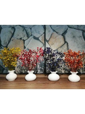 Handanca Sunumluk Vazo Takımı 4 Adet ve Çiçekleri El Yapımı