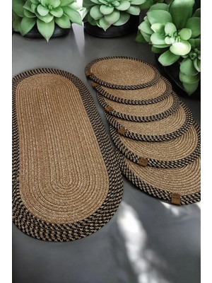 Handanca Naturel Jüt Maste Life Collection 6 Adet Supla+Runner Set 35 cm -Amerikan Servis Hasır