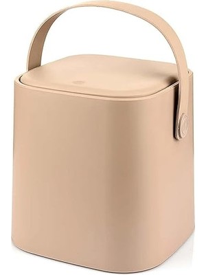 Mini Tezgah Üstü Çöp Kovası – Deri Tutma Saplı, Kompakt ve Şık Tasarım, Mutfak & Banyo Için, Geri Dönüşüm Dostu (Latte, 4 Litre)