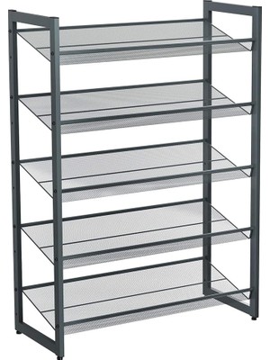 5 Katlı Ayakkabı Rafı, Genişleyen Metal Ayakkabı Rafı Ayarlanabilir Ayakkabı Rafı 15-20 Çift Ayakkabı, Kısa Bot, Topuklular Için Uygun, 74X104X307CM Koyu Gri LMR005GB